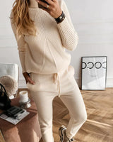 Nanette | Zweiteiliger Trainingsanzug mit Gummizug in Beige