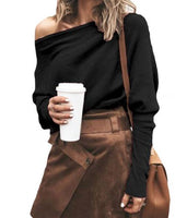 Trendige Off-Shoulder-Strickdamenpullover - Sophie in Schwarz