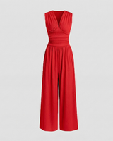 Zoey | Ärmellos Weites Bein Jumpsuit in Rose Rot
