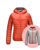 Stilvolle Wendbare Damen Daunenjacke - Aurora in Orange/Grau