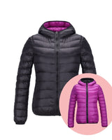 Stilvolle Wendbare Damen Daunenjacke - Aurora in Schwarz/Lila