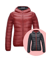 Stilvolle Wendbare Damen Daunenjacke - Aurora in Rot/Schwarz