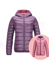 Stilvolle Wendbare Damen Daunenjacke - Aurora in Lila/Rosa