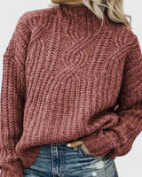 Andreas | Damen Gerippter Winterpullover mit langen Ärmeln in Rosa