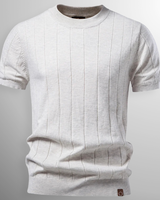 Flavian - Strukturiertes Kurzarm-T-Shirt in Beige