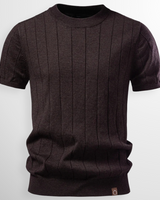 Flavian - Strukturiertes Kurzarm-T-Shirt in Espresso