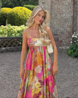 Maelynn Damen geblümtes Strapless Maxikleid in Mehrfarbig