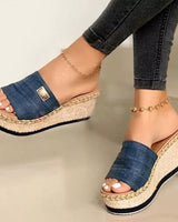 Camila - Keilsandalen mit Plateau in Blau