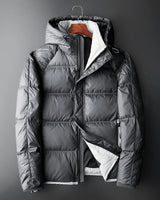 Steppjacke mit Kapuze und Kontrastfutter - Mark in Grau