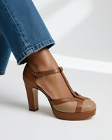 Celandra - Ergonomische Riemchen-High Heels in Braun