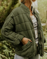Oversized Gefütterte Übergangsjacke - Eliza in Armeegrün