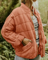 Oversized Gefütterte Übergangsjacke - Eliza in Ziegelrot