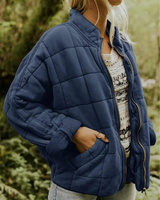 Oversized Gefütterte Übergangsjacke - Eliza in Blau Grau