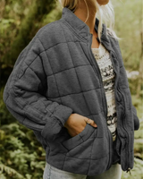 Oversized Gefütterte Übergangsjacke - Eliza in Dunkelgrau