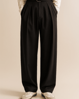 Herren Weite Stoffhose im Pantalon Stil in Schwarz