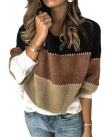 Melanie | Damen Colorblock-Pullover für den Frühling in Braun
