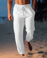 Yzzo | Trendige Leinenhose für Herren in Weiß