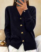 Hüftlanger Cardigan Mit Knopfleiste - Frida in Schwarz