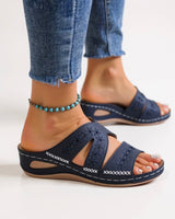 Eva | Konturiertes Fußbett Gepolstert Sandalen in Blau