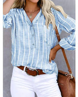 Agathe | Elegante gestreifte Bluse in Hellblau