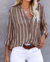 Agathe | Elegante gestreifte Bluse in Braun