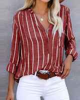 Agathe | Elegante gestreifte Bluse in Rot