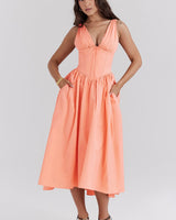 Eurybia - Korsett-Midikleid in Orange