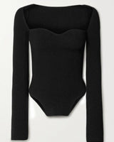 Damen Schwarz Gestrickt Lang Shirt in Schwarz