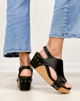 Briellae | Elegante Keilsandalette für Damen in Schwarz Glatt
