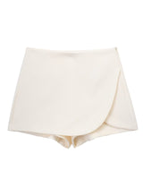 Damen Hohe Taille mit Shorts Mini Röck in Beige