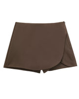Damen Hohe Taille mit Shorts Mini Röck in Braun