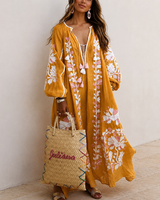 Nelia - Lockeres Boho-Sommerkleid mit Blumenprint in Orange