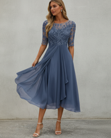 Yara - Elegantes Chiffon-Midikleid in Türkis