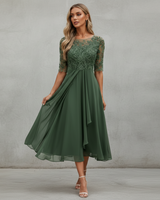 Yara - Elegantes Chiffon-Midikleid in Grün