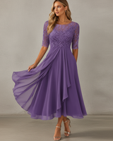 Yara - Elegantes Chiffon-Midikleid in Flieder