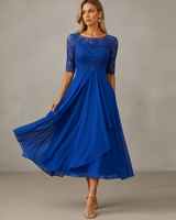 Yara - Elegantes Chiffon-Midikleid in Blau