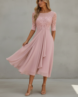Yara - Elegantes Chiffon-Midikleid in Rosa