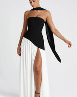 Iris - Velicius Maxi Kleid in Schwarz / Weis