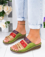 Christina - Bunte Freizeitsandalen in Grün