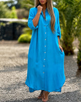 Sharon - Lässiges Weites Kleid in Blau