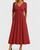 Piper - Midikleid mit kurzen Ärmeln in Rot