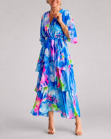 Denise - Stilvolles Geschichtetes Kleid in Blau