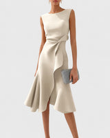 Stella - Elegantes ärmelloses Midikleid in Weiß