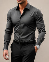 Gibbs - Formelles Slim Fit Hemd in Grau
