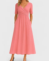 Piper - Midikleid mit kurzen Ärmeln in Rosa