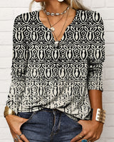 Katharina - Langarm-Boho-Bluse mit V-Ausschnitt in Grau