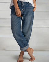 Kaden - Gerade High-Waist Jeans in Blau