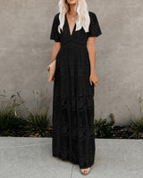 Alison - Stilvolles Chiffon-Maxikleid in Schwarz