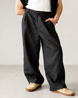 Hashim - Bequeme Weite Plissierte Hose in Schwarz