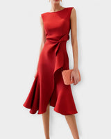 Stella - Elegantes ärmelloses Midikleid in Rot